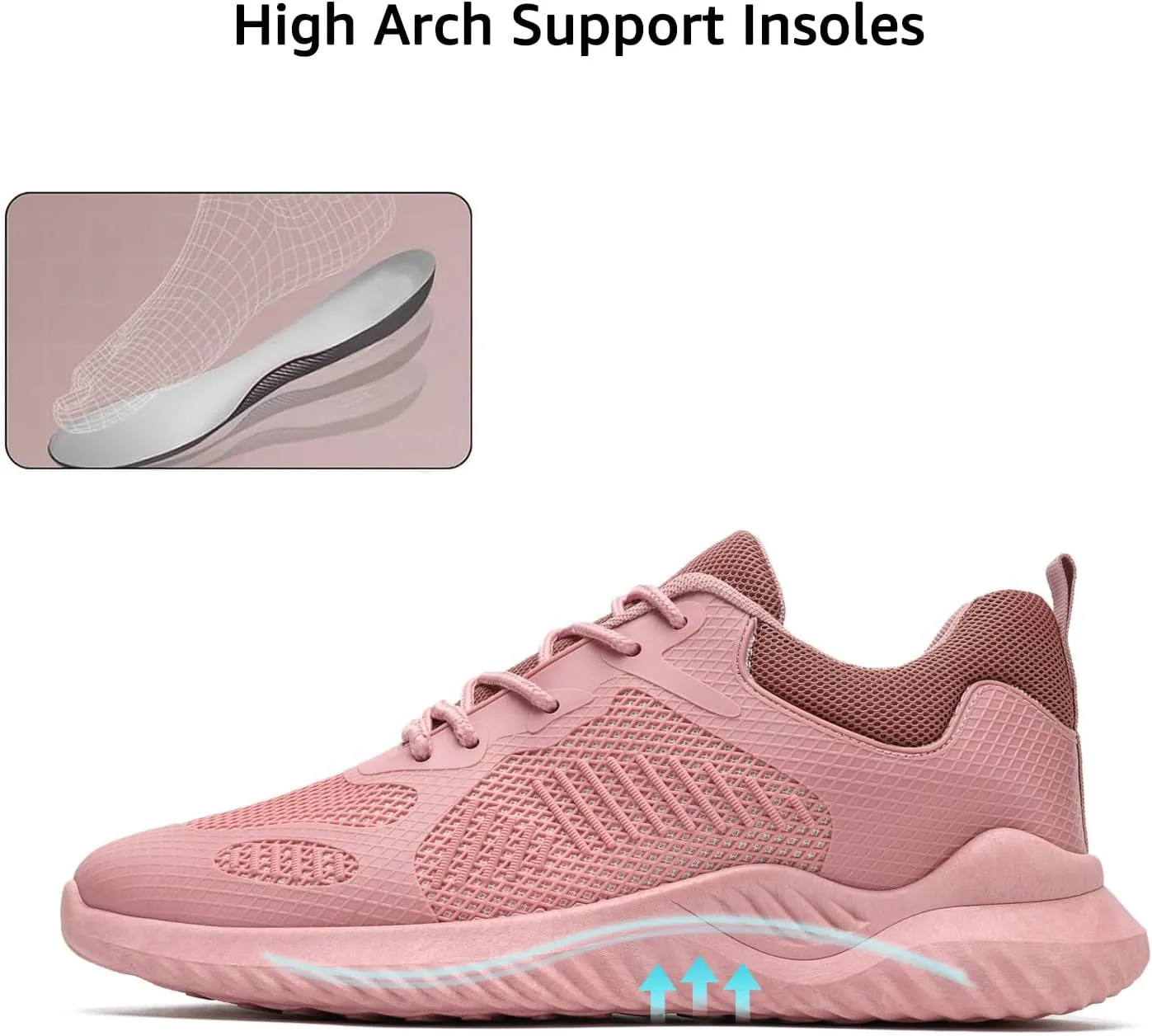 COVS Womens Slip On Walking Shoes, White Tennis Shoes Non Slip Running Shoes Lightweight Workout Shoes Breathable Cushioning Fashion Sneakers