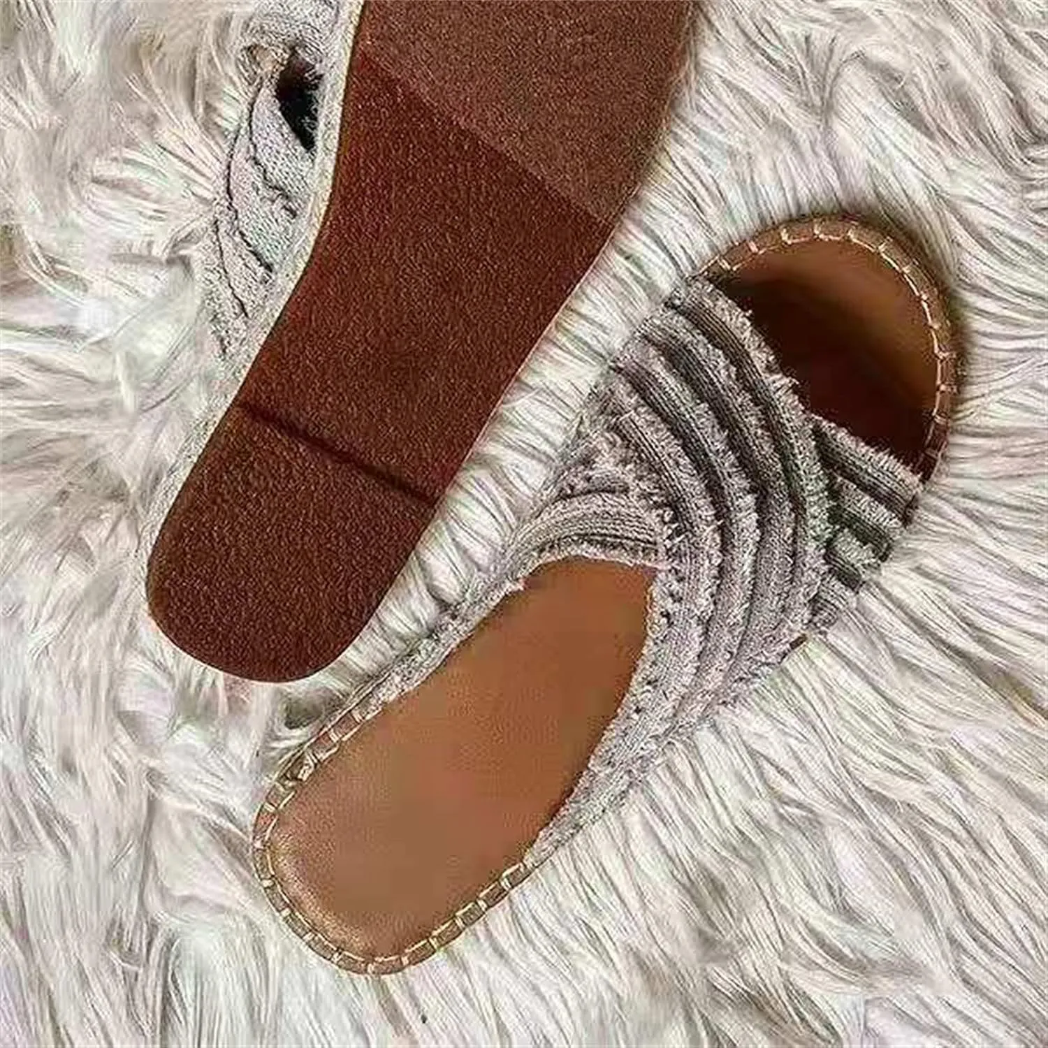 Cross Strap Sandals for Women Fashion Casual Slip On Cane Slides Indoor Home Flat Slippers Comfortable Trendy Open Toe Beach Shoes