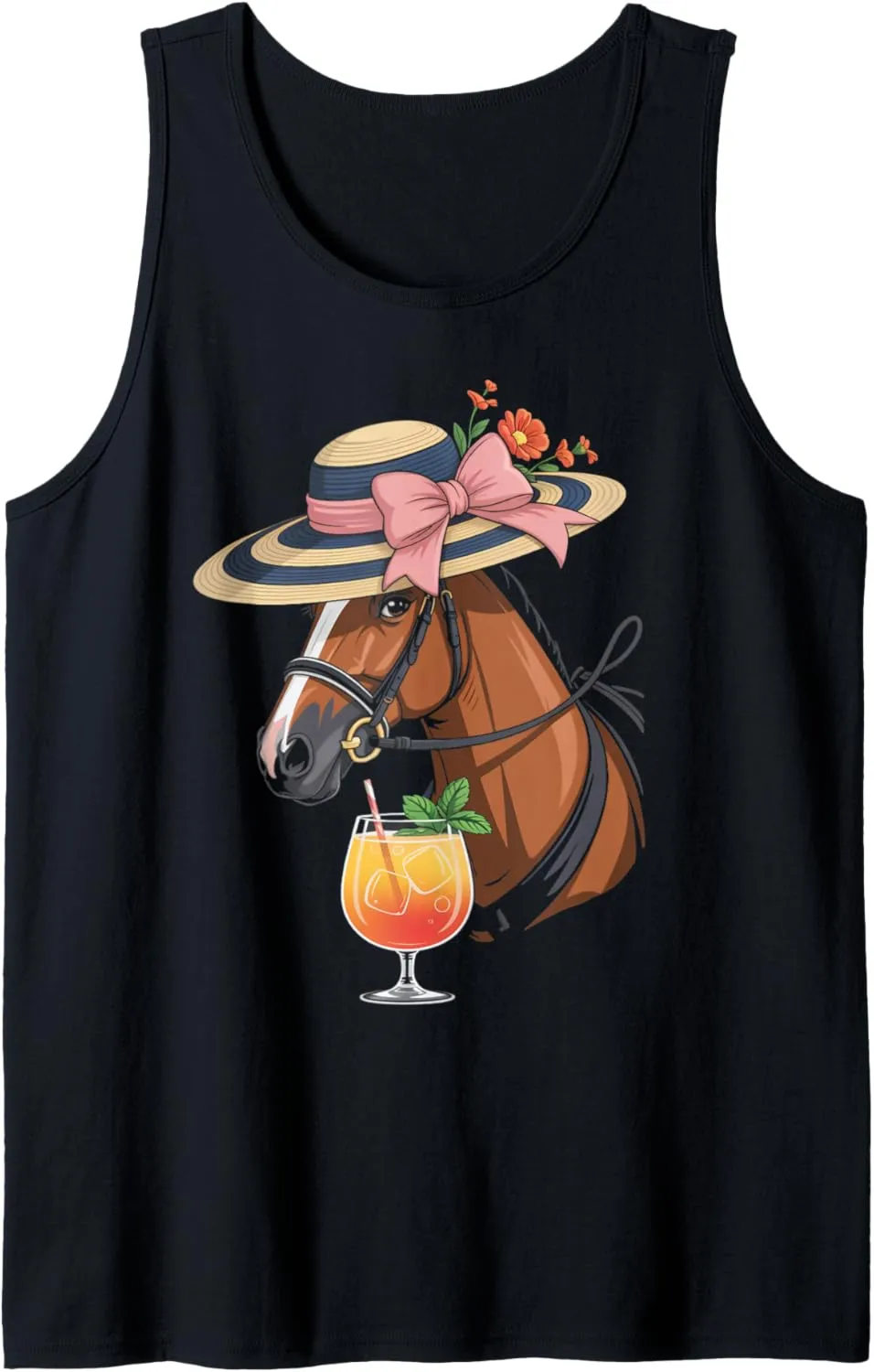 Cute Horse Drinking Horse Rider Racing Race Horse Derby Tank Top