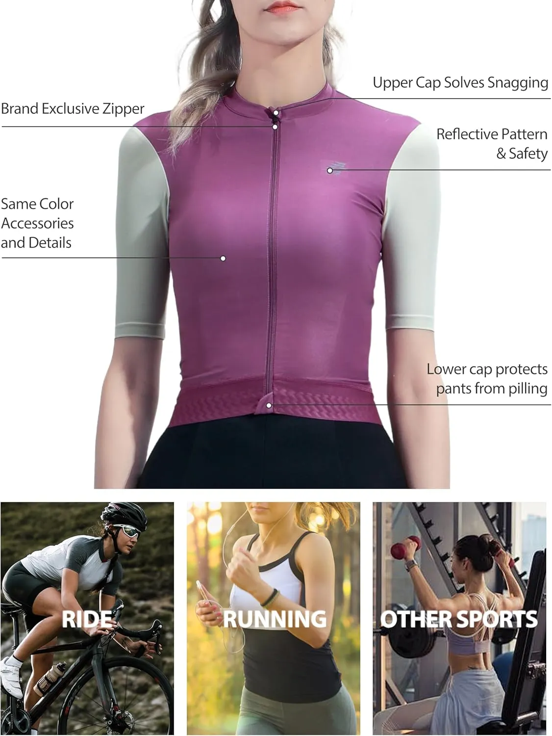 Cycling Jersey Women, Breathable Bike Shirts for Women Biking Tops with Pockets, Bicycle Clothing for Road Riding