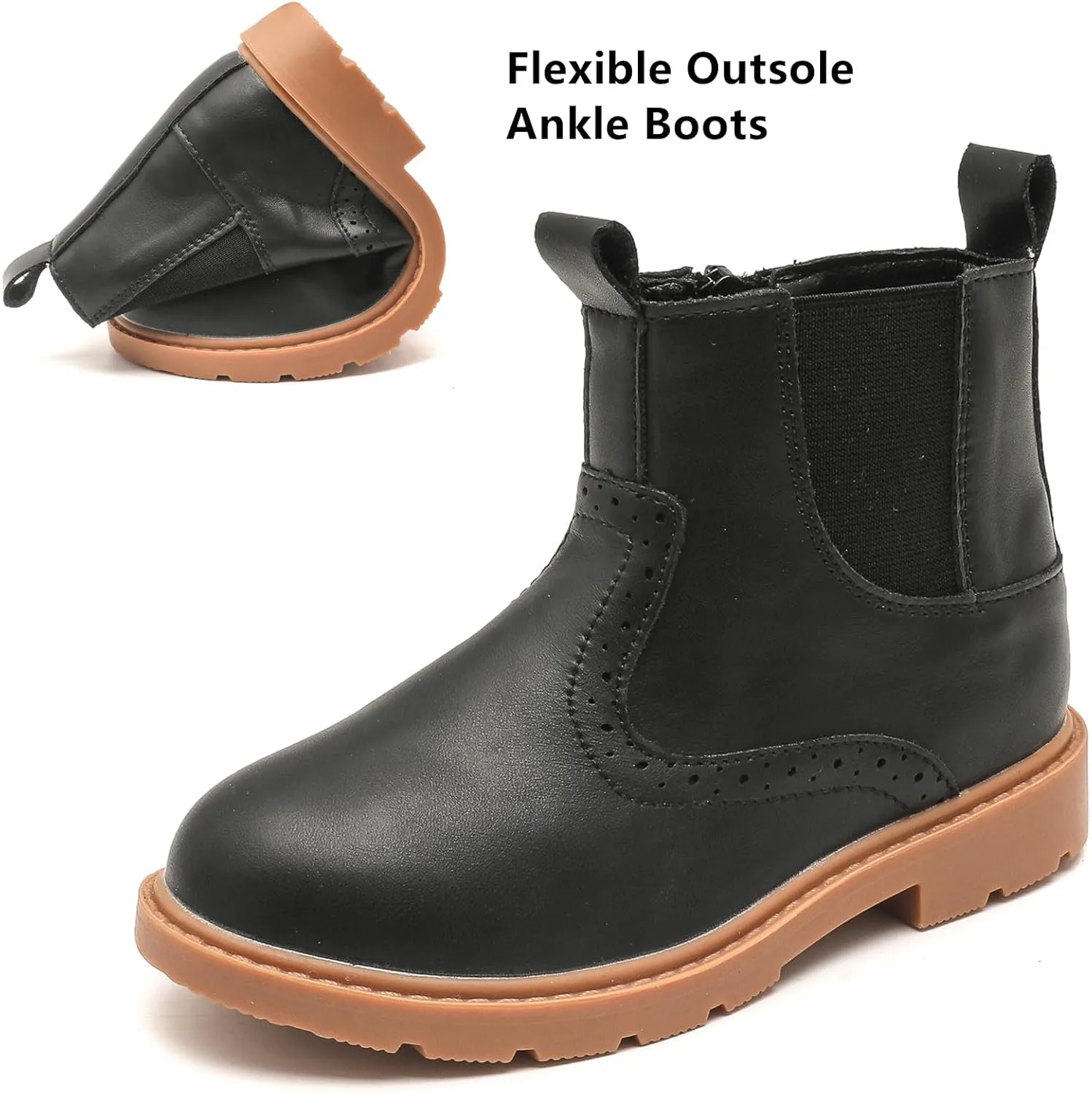 DADAWEN Boys Girls Waterproof Outdoor Side Zipper Comfort Chelsea Ankle Boots Combat Ankle Booties (Toddlers/Little Kids/Big Kids)