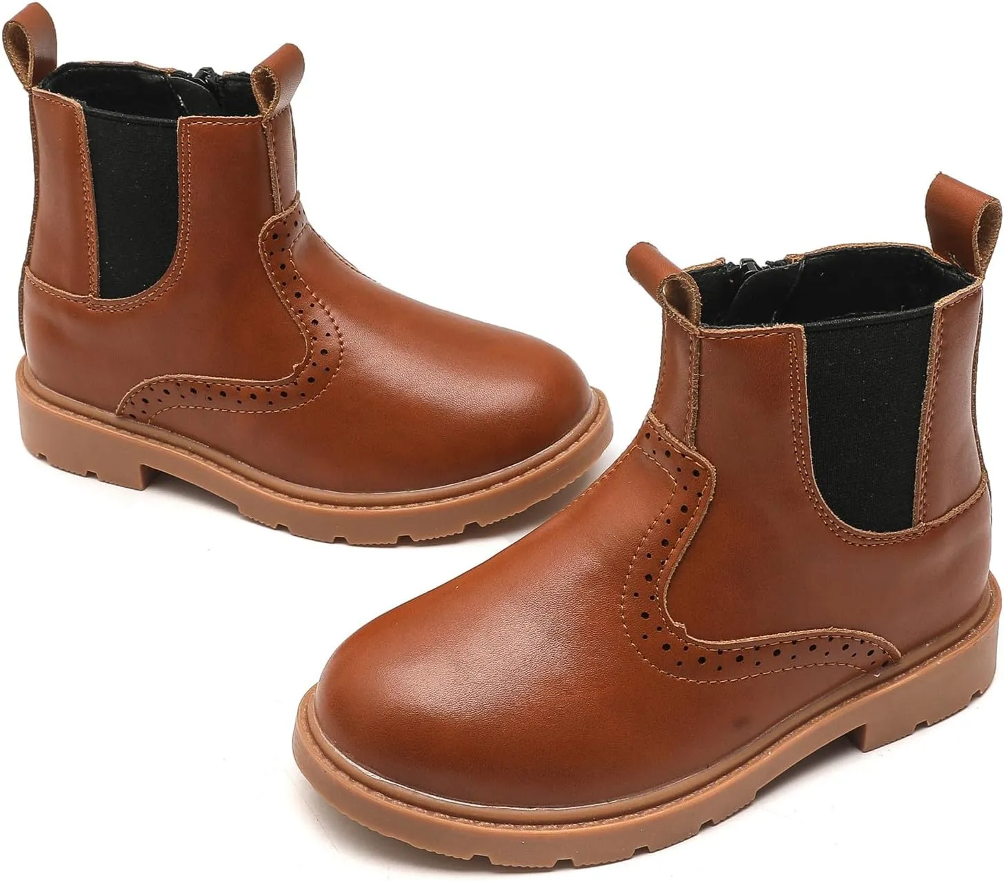 DADAWEN Boys Girls Waterproof Outdoor Side Zipper Comfort Chelsea Ankle Boots Combat Ankle Booties (Toddlers/Little Kids/Big Kids)