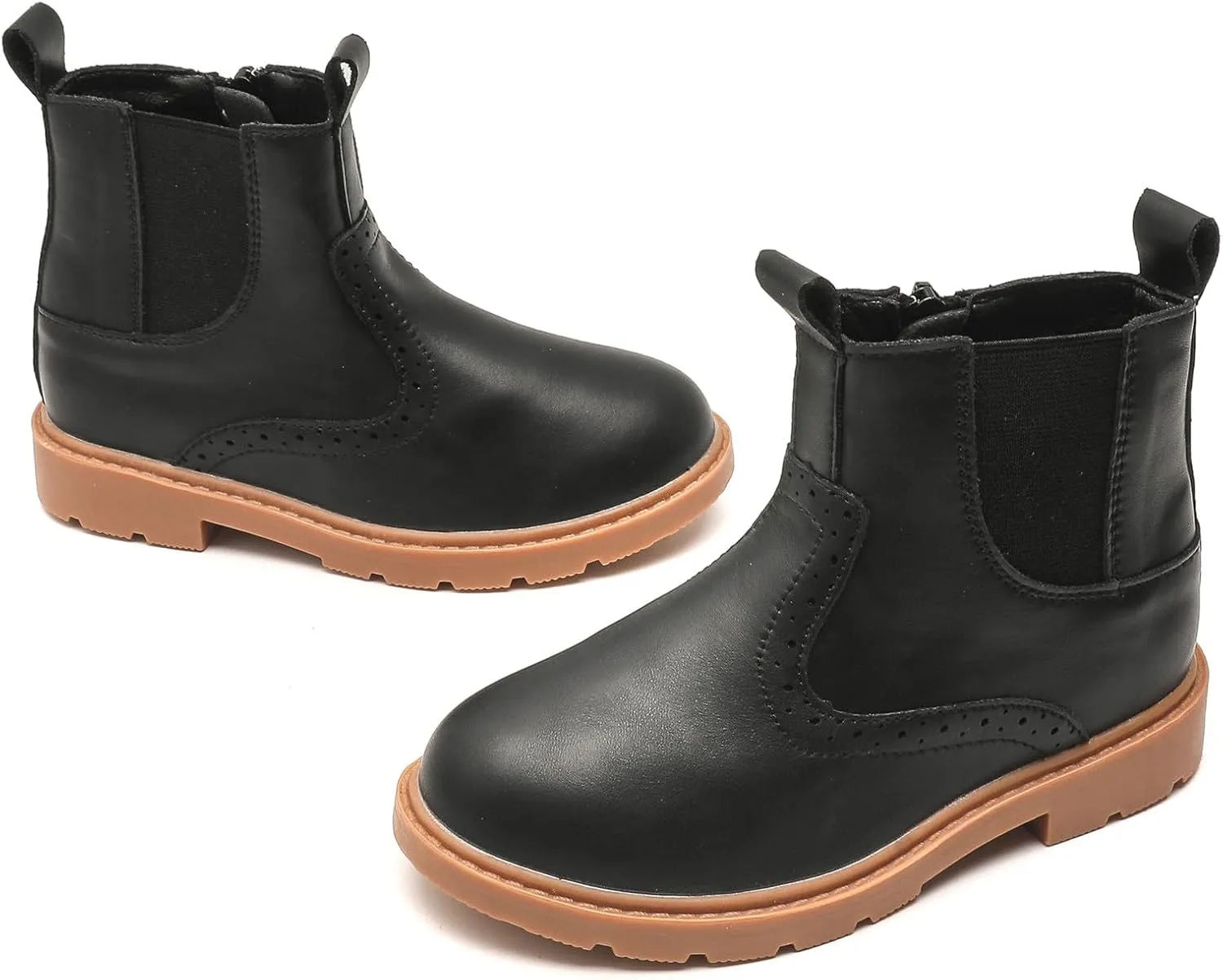 DADAWEN Boys Girls Waterproof Outdoor Side Zipper Comfort Chelsea Ankle Boots Combat Ankle Booties (Toddlers/Little Kids/Big Kids)