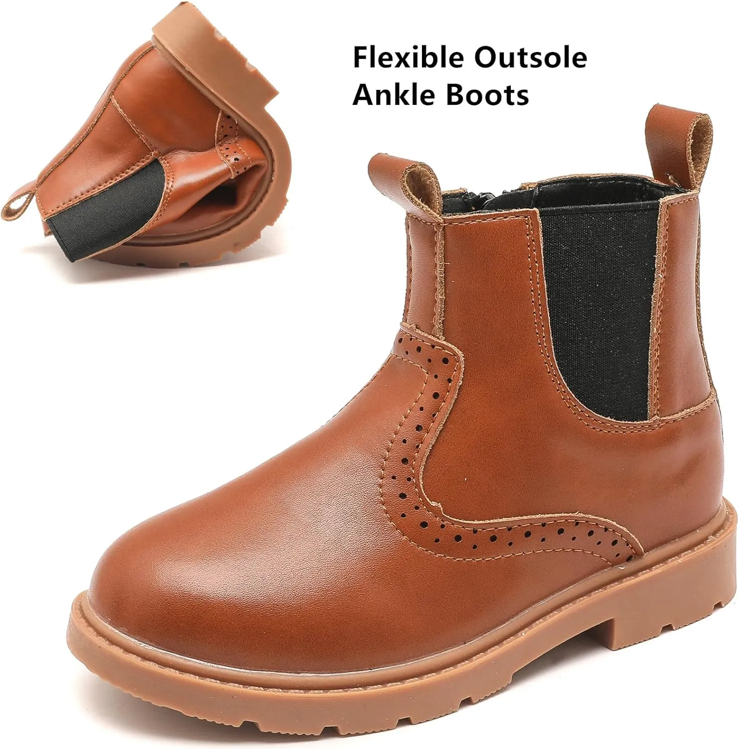 DADAWEN Boys Girls Waterproof Outdoor Side Zipper Comfort Chelsea Ankle Boots Combat Ankle Booties (Toddlers/Little Kids/Big Kids)