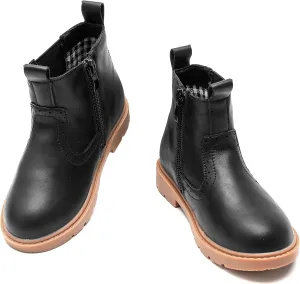 DADAWEN Boys Girls Waterproof Outdoor Side Zipper Comfort Chelsea Ankle Boots Combat Ankle Booties (Toddlers/Little Kids/Big Kids)