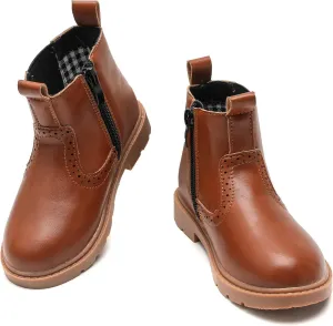 DADAWEN Boys Girls Waterproof Outdoor Side Zipper Comfort Chelsea Ankle Boots Combat Ankle Booties (Toddlers/Little Kids/Big Kids)