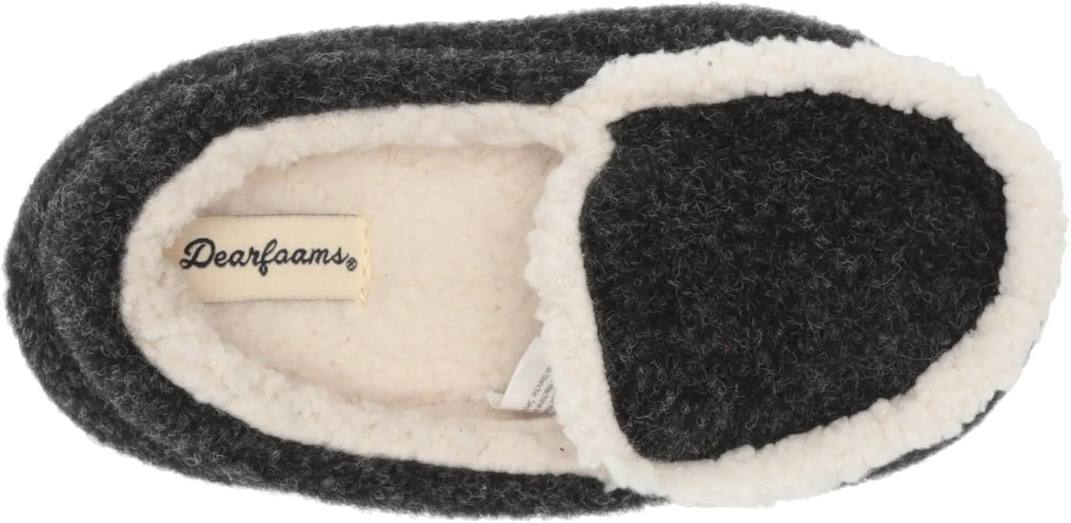 Dearfoams Kids' Hunter Felted Plaid Moccasin Slipper