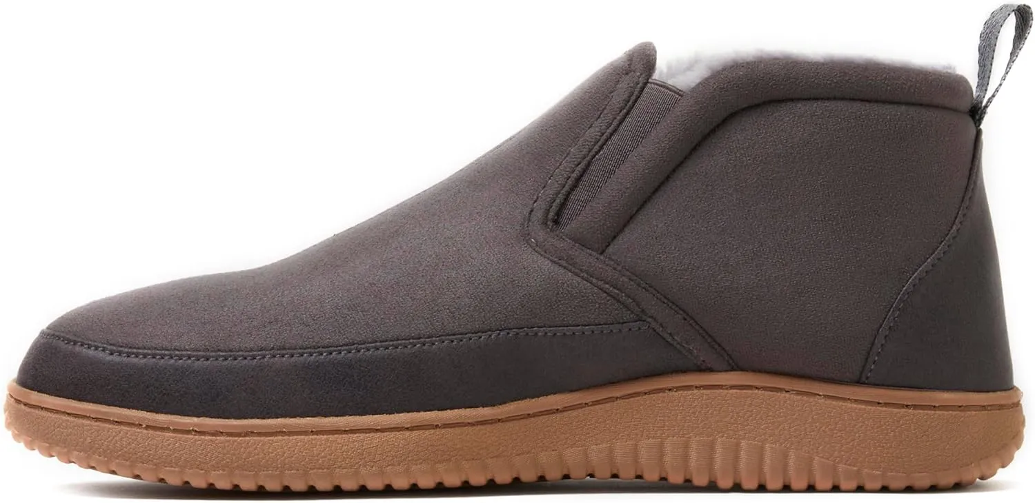 Dearfoams Men's Spencer Microsuede Indoor/Outdoor Comfort Boot with Fleece Lining