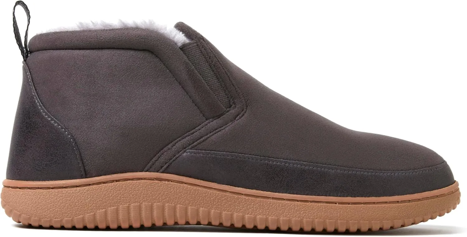 Dearfoams Men's Spencer Microsuede Indoor/Outdoor Comfort Boot with Fleece Lining