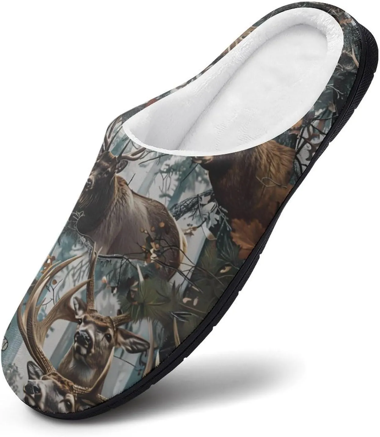 Deer Camouflage Hunting Women's Cotton Slippers Comfort Closed Toe Slip On House Shoes Indoor
