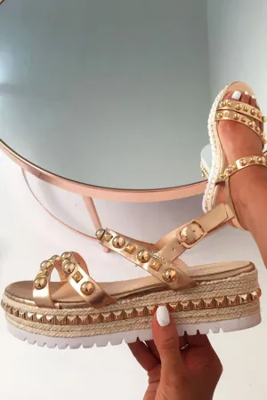 Delara Best-sellers - Rose Sandals Espadrille Touch-sensitive Studded Gold