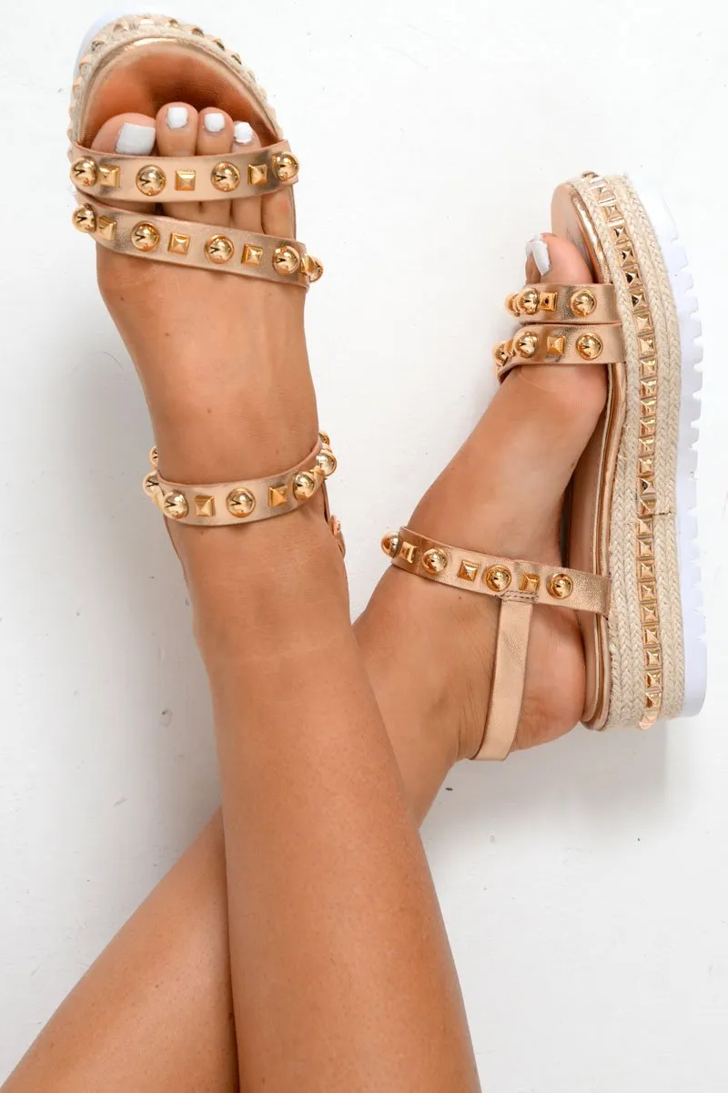 Delara Best-sellers - Rose Sandals Espadrille Touch-sensitive Studded Gold