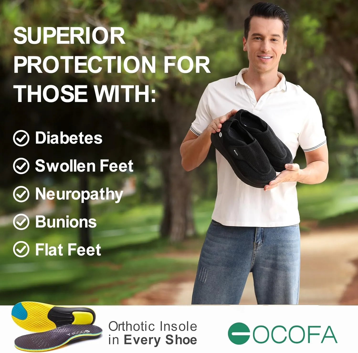 Diabetic Shoes for Men Extra Wide Slip on Shoes for Swollen Feet Adjustable Walking Shoes for Elderly Foot Pain Relief Neuropathy