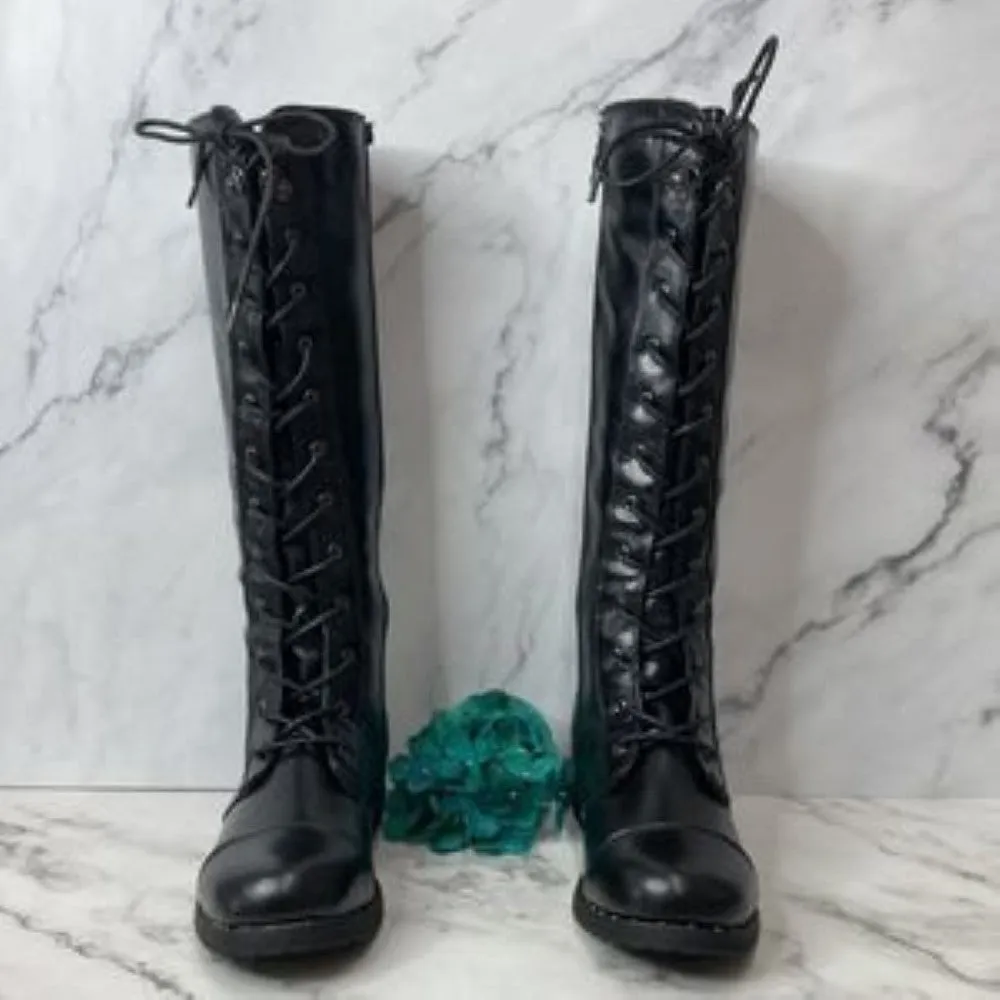 DIRTY LAUNDRY Roset Black Tall Lug Sole Combat Boots 8M