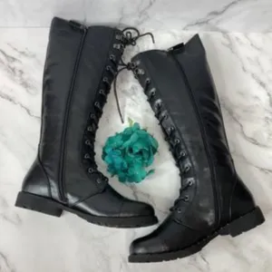 DIRTY LAUNDRY Roset Black Tall Lug Sole Combat Boots 8M