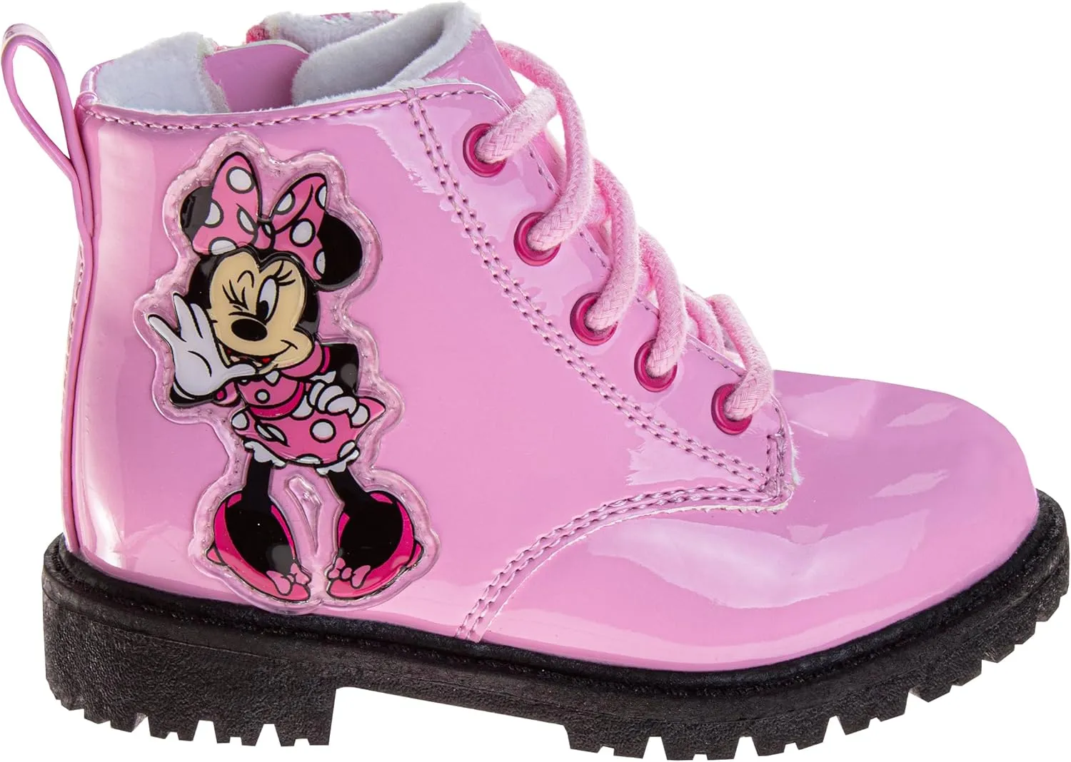 Disney Minnie Mouse Girls Dress Ankle Boots - Fashion Side Zipper Combat Shoes for Girls Size Toddler to Little Kids