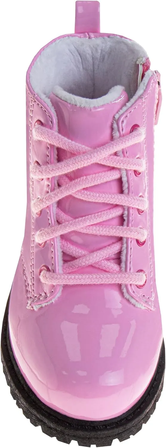 Disney Minnie Mouse Girls Dress Ankle Boots - Fashion Side Zipper Combat Shoes for Girls Size Toddler to Little Kids