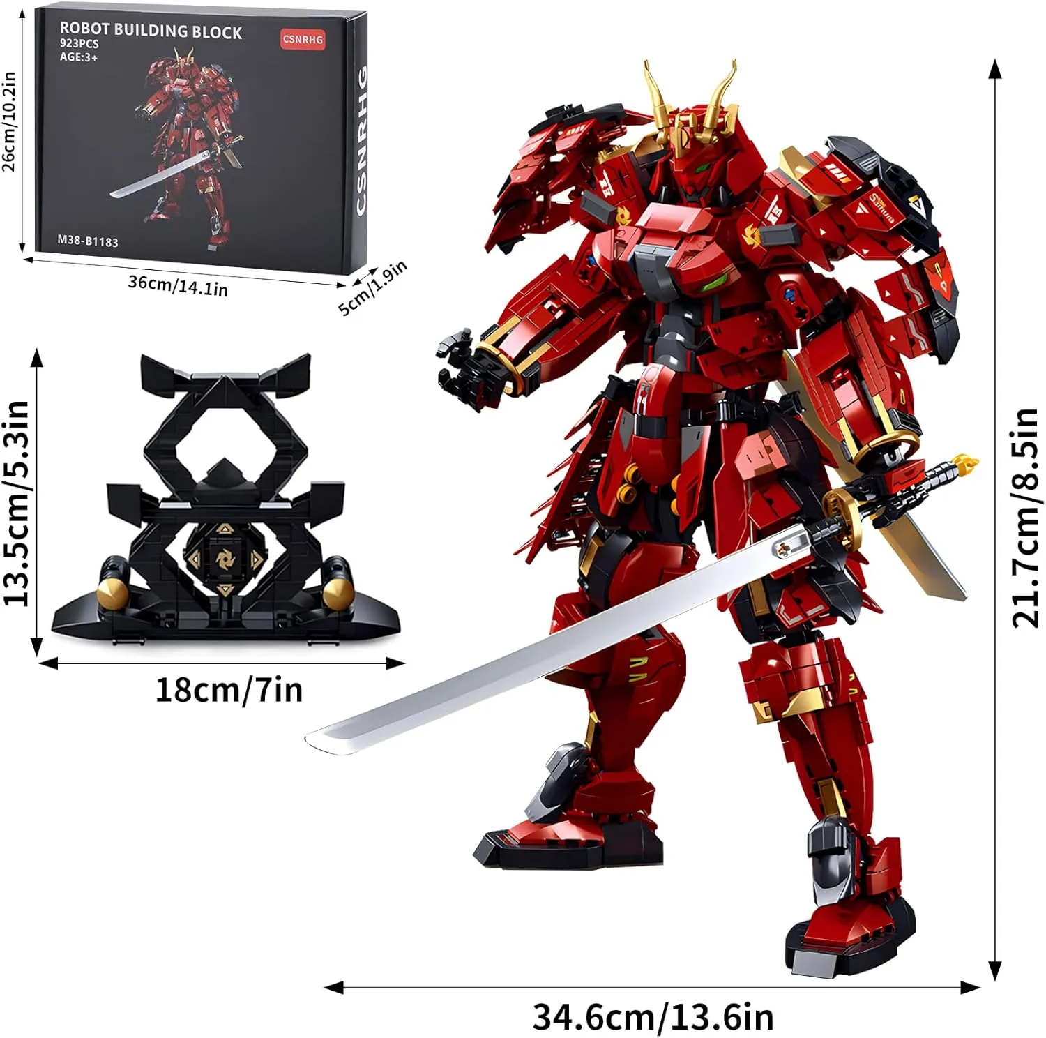 Double Knife Flow Samurai mech Robot Model Building Blocks Toy Set Birthday for Age 8  Children Adults Teens 923 Pieces
