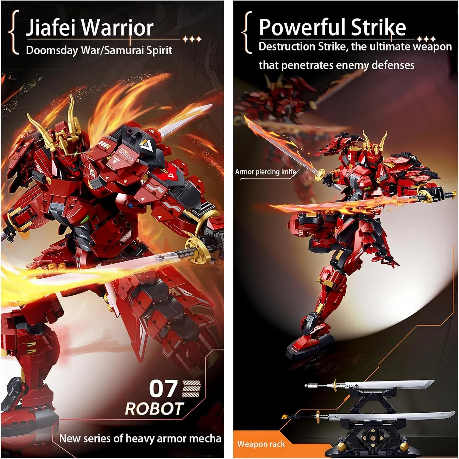 Double Knife Flow Samurai mech Robot Model Building Blocks Toy Set Birthday for Age 8  Children Adults Teens 923 Pieces