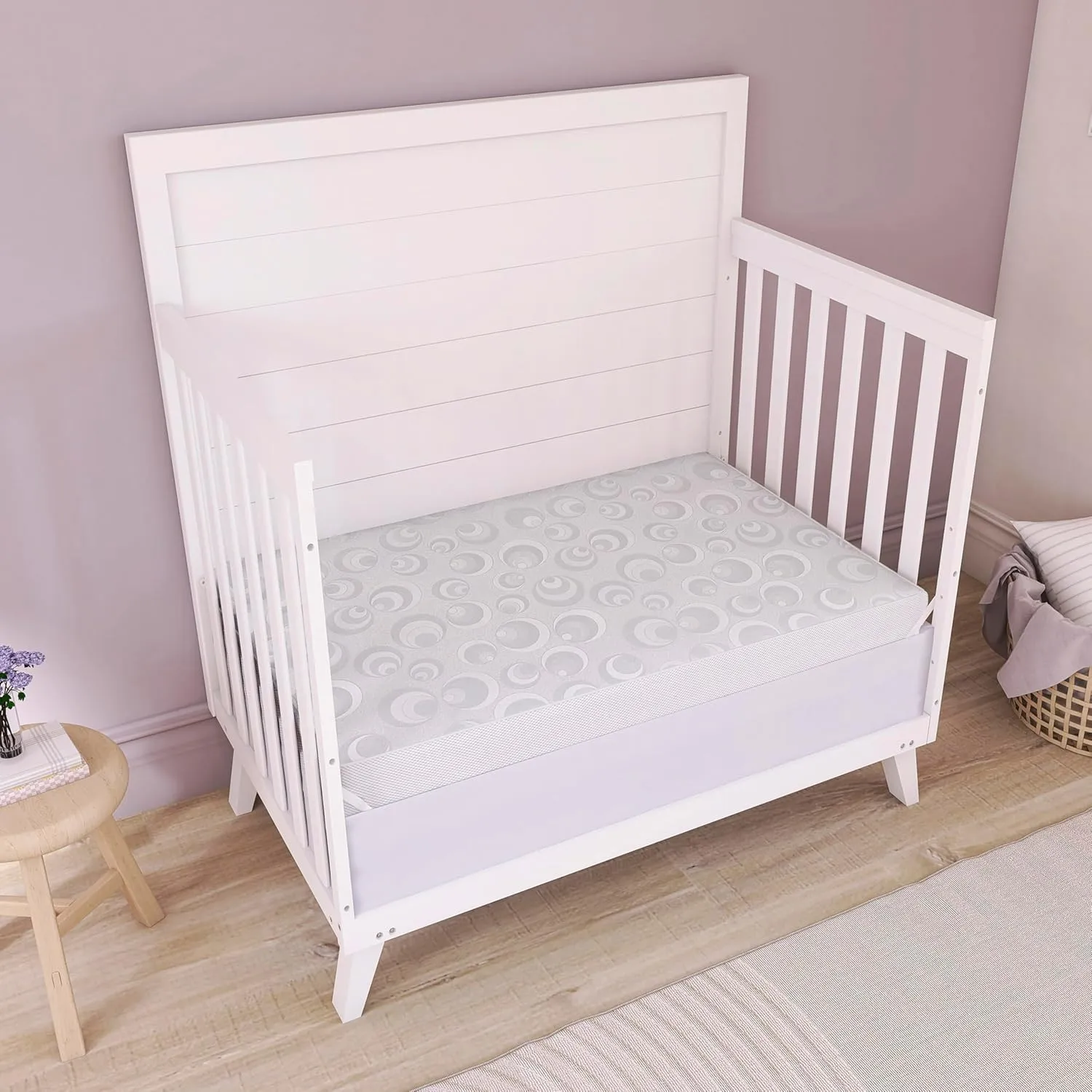 Dream On Me 2-in-1 Breathable Two-Sided 3" Portable Mini Crib Mattress, Greenguard Gold Certified, Vinyl and Breathable Fabric, White