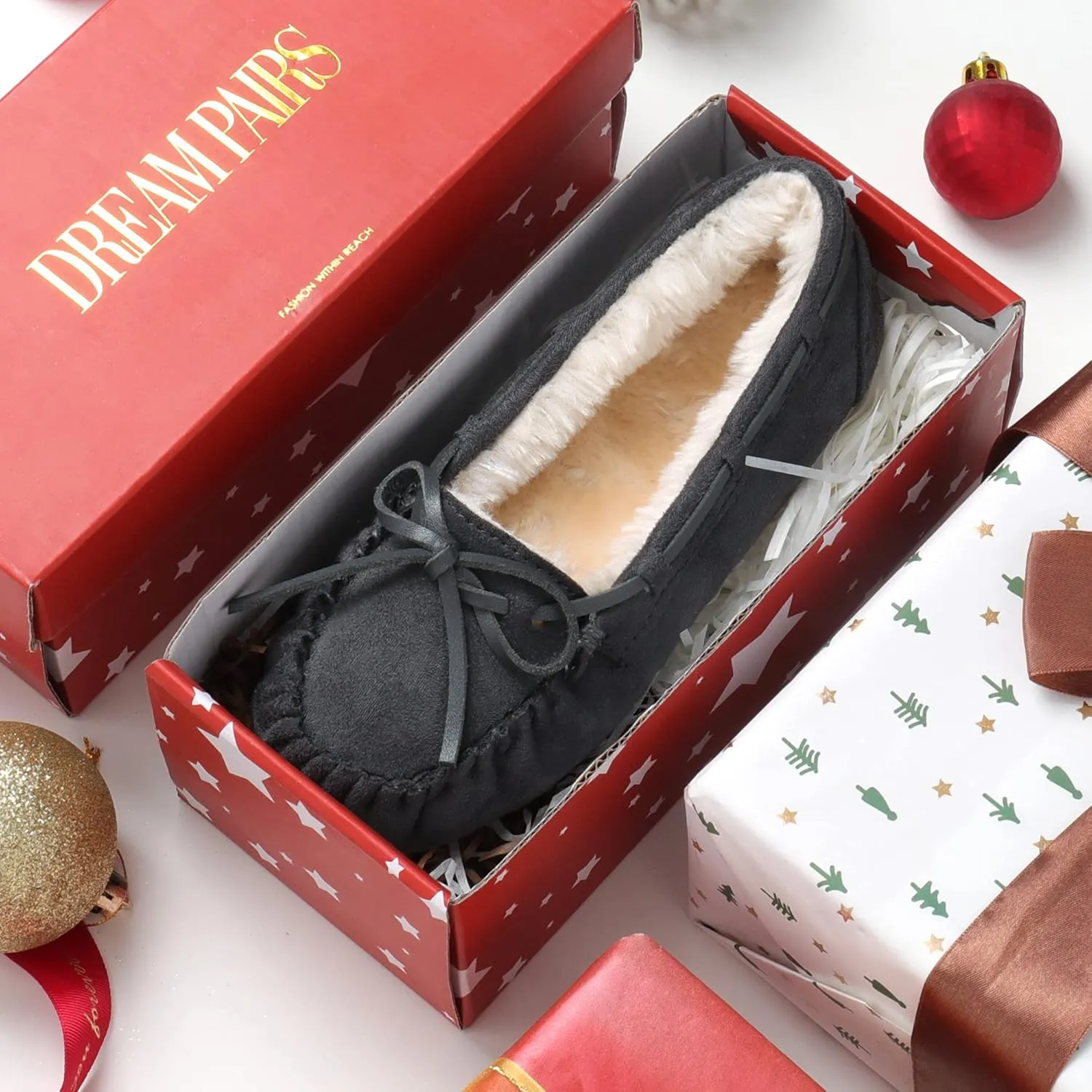 DREAM PAIRS Boys Girls House Slippers Faux Fur Indoor Outdoor Moccasin Shoes
