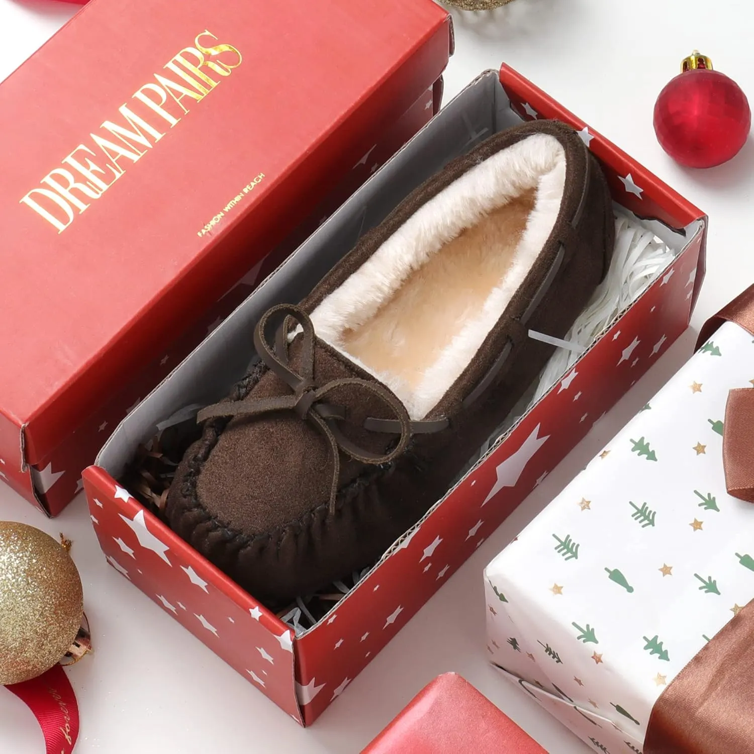 DREAM PAIRS Boys Girls House Slippers Faux Fur Indoor Outdoor Moccasin Shoes