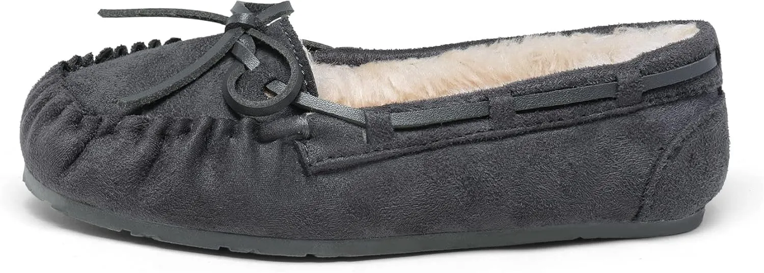 DREAM PAIRS Boys Girls House Slippers Faux Fur Indoor Outdoor Moccasin Shoes