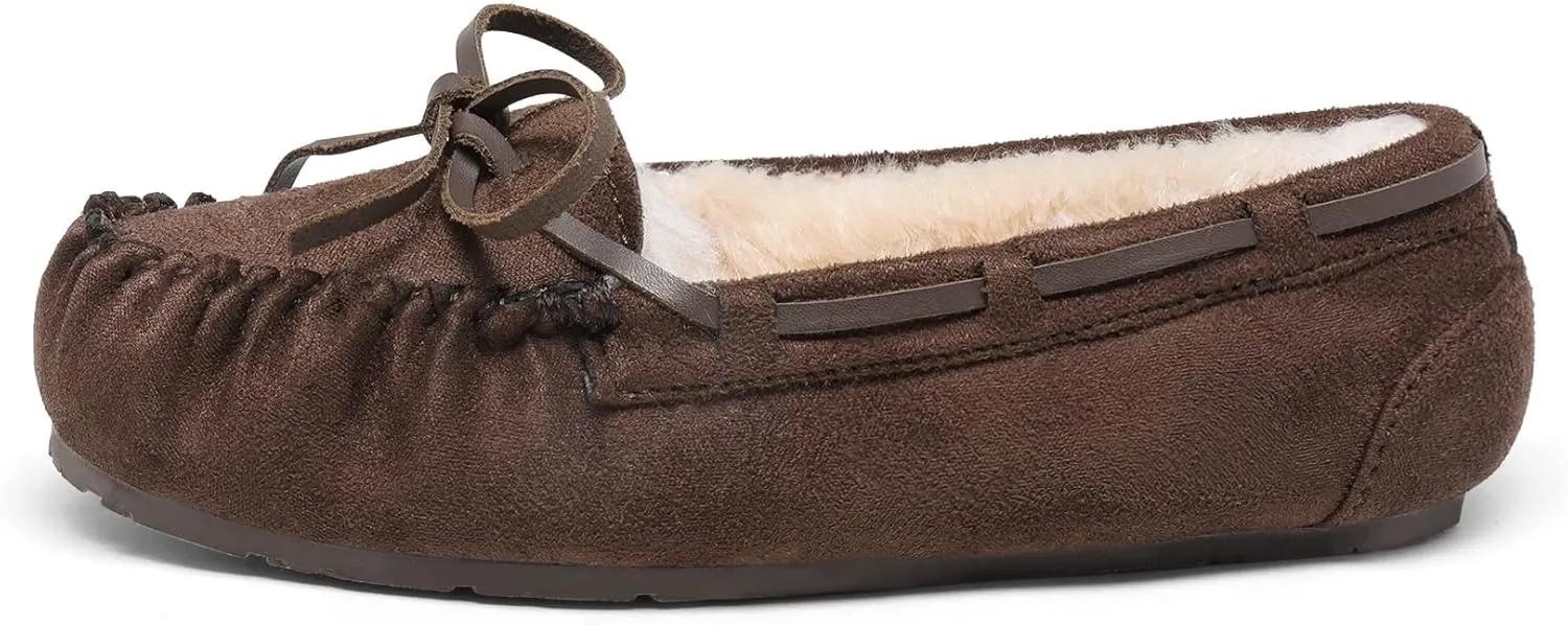 DREAM PAIRS Boys Girls House Slippers Faux Fur Indoor Outdoor Moccasin Shoes