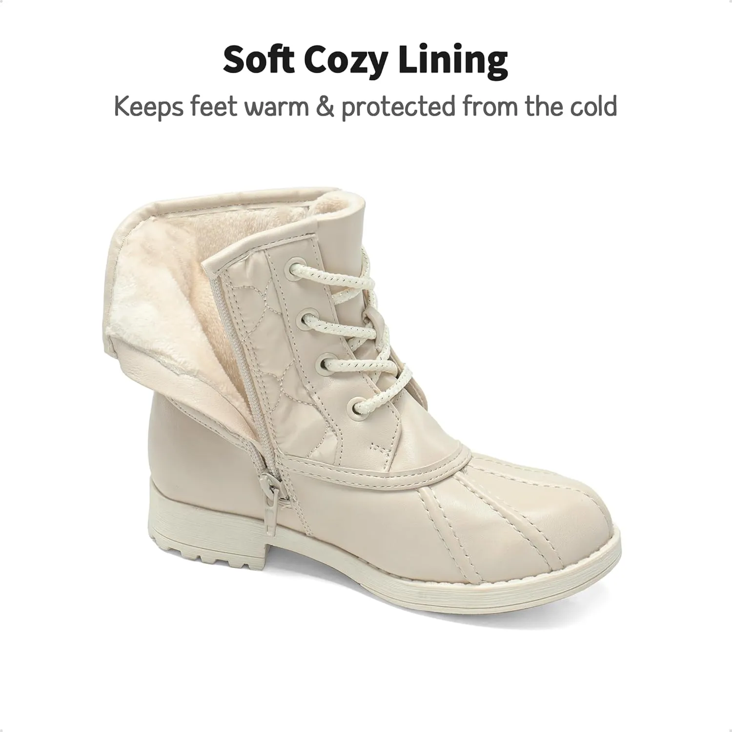 DREAM PAIRS Girls Side Zipper Quilted Combat Ankle Boots
