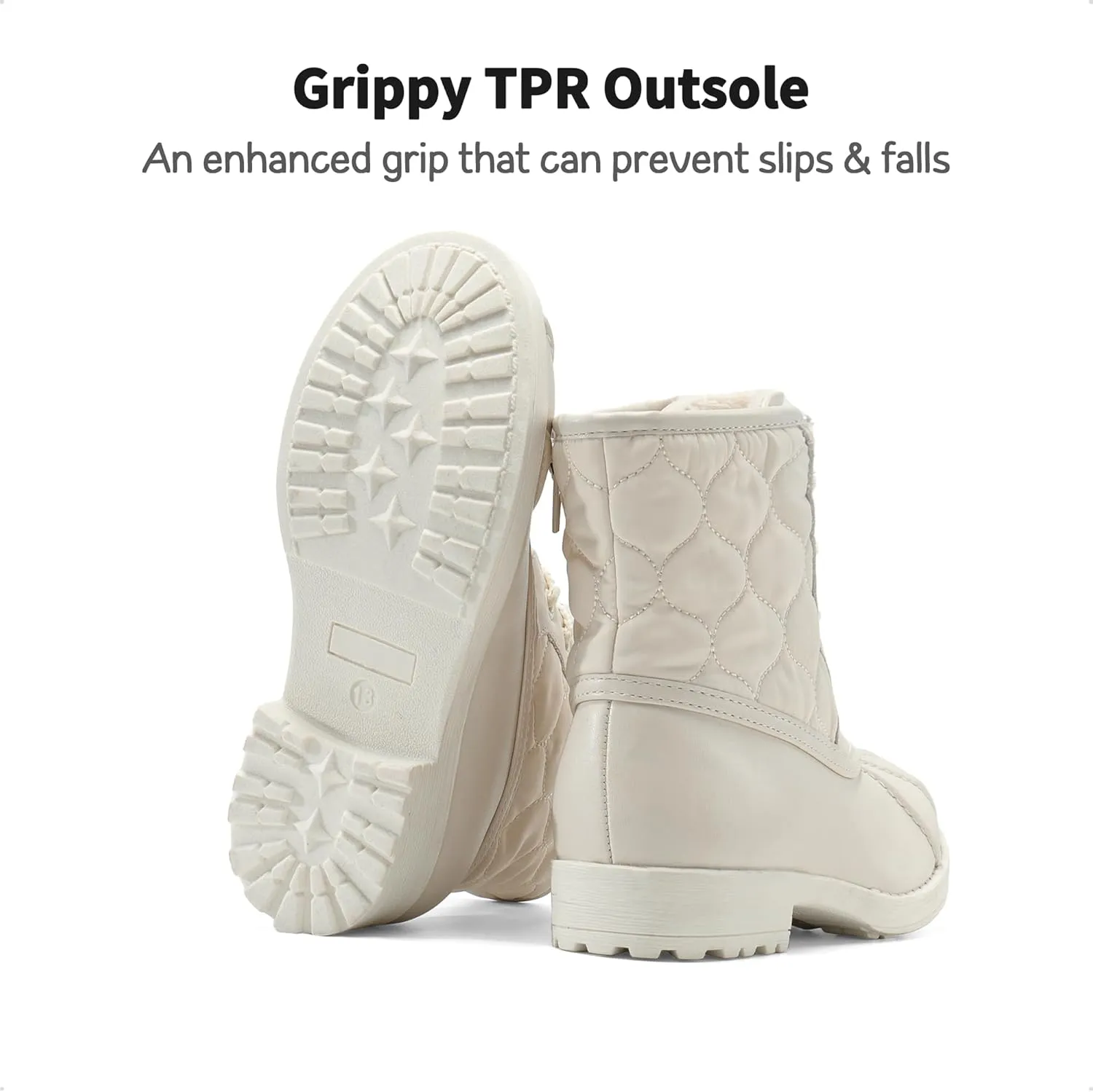 DREAM PAIRS Girls Side Zipper Quilted Combat Ankle Boots