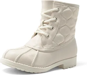 DREAM PAIRS Girls Side Zipper Quilted Combat Ankle Boots