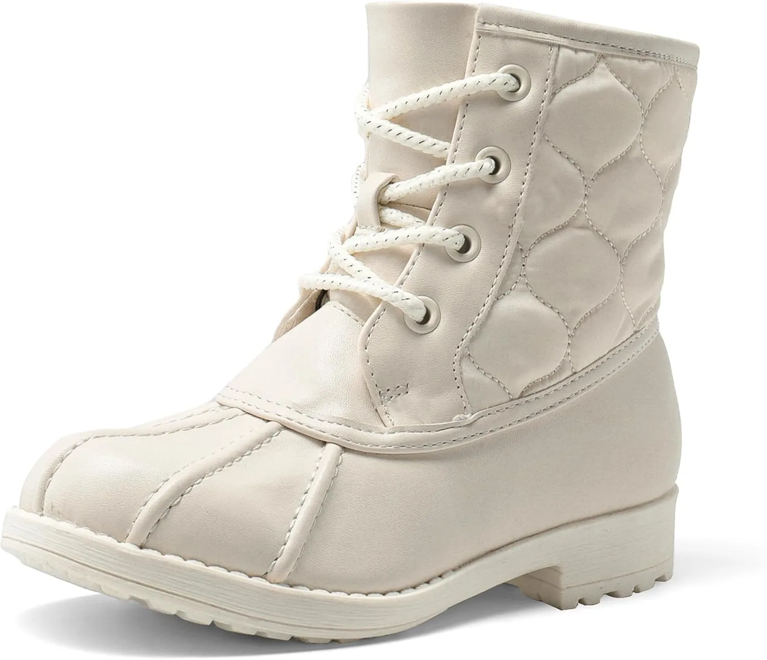 DREAM PAIRS Girls Side Zipper Quilted Combat Ankle Boots