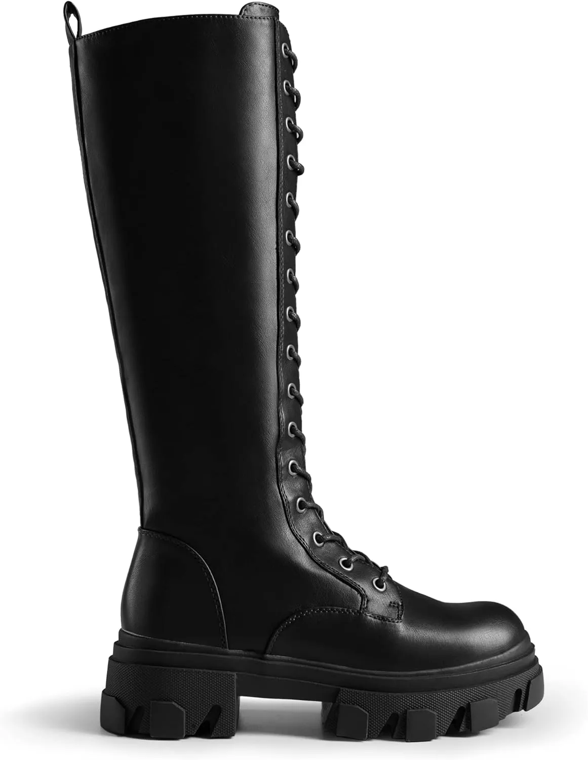 DREAM PAIRS Knee High Boots Women, Fashion Combat Boots Chunky Platform Lace Up Lug Sole Boots For Women