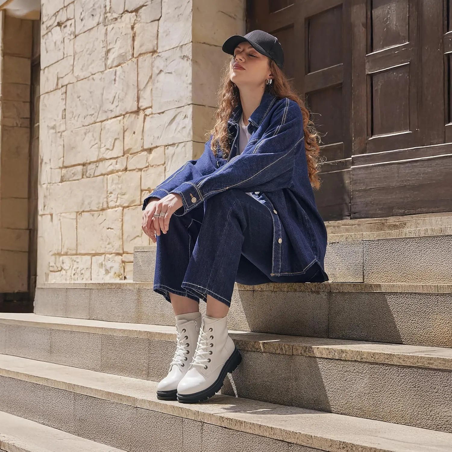 DREAM PAIRS Lace-up Combat Boots Ankle Booties for Women
