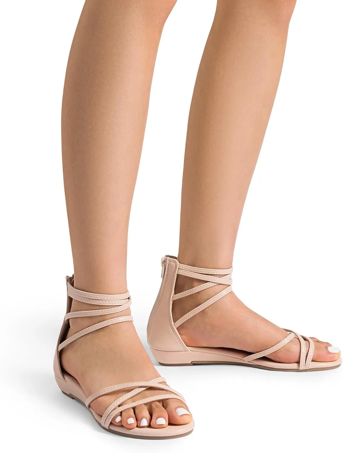 DREAM PAIRS Women's Ankle Strap Flat Sandals Summer Dressy Strappy Gladiator Rhinestones Sandals