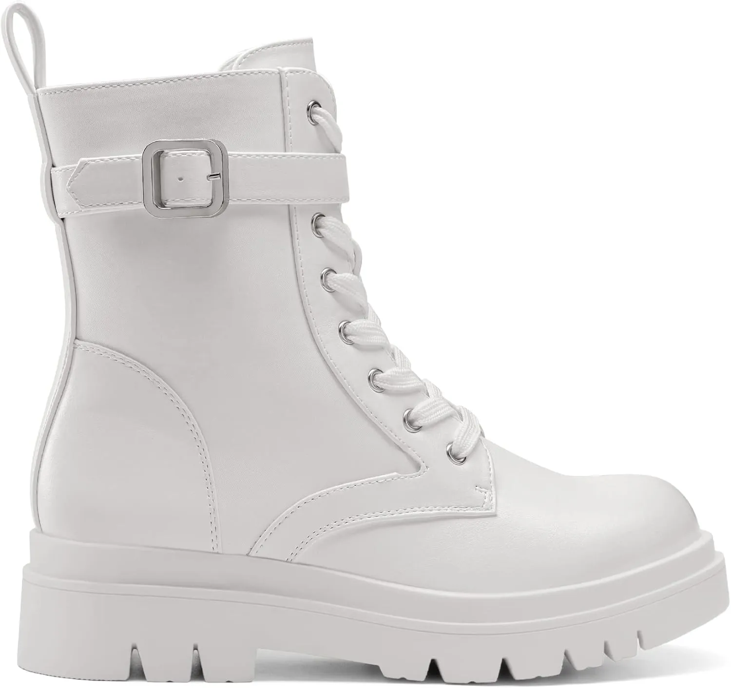 DREAM PAIRS Women's Chelsea Platform Combat Boots Lace Up Lug Sole Buckle Ankle Booties Shoes