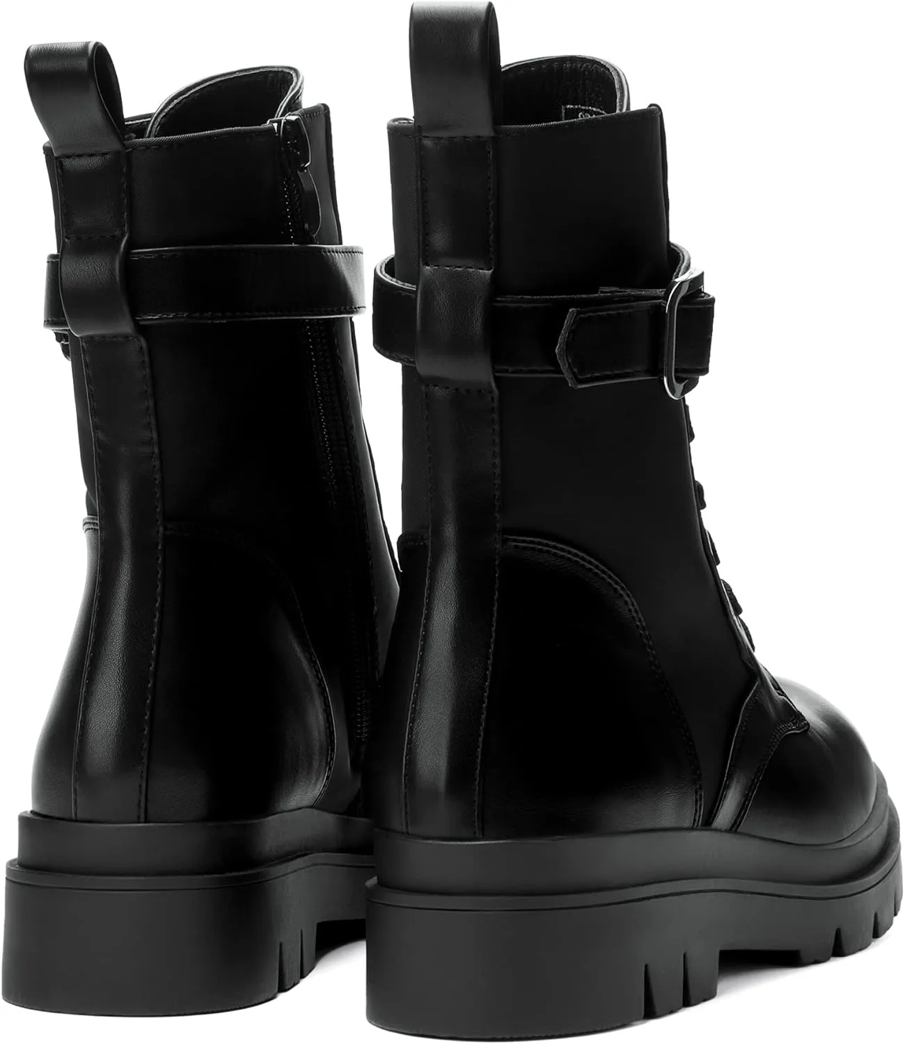 DREAM PAIRS Women's Chelsea Platform Combat Boots Lace Up Lug Sole Buckle Ankle Booties Shoes