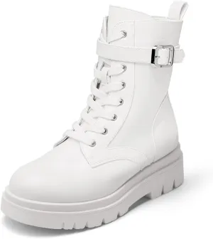 DREAM PAIRS Women's Chelsea Platform Combat Boots Lace Up Lug Sole Buckle Ankle Booties Shoes