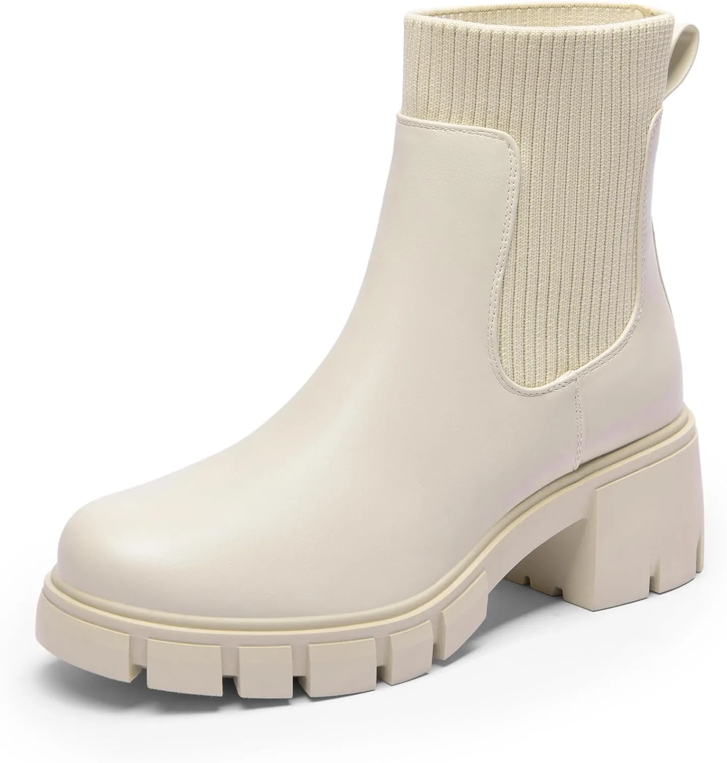 DREAM PAIRS Women's Elastic Chelsea Ankle Boots Fashion Low Chunky Heel Platform Lug Sole Short Booties Shoes