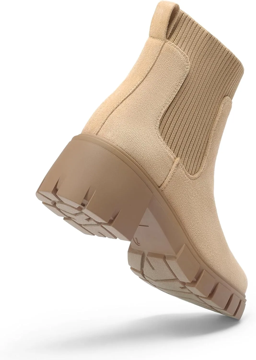 DREAM PAIRS Women's Elastic Chelsea Ankle Boots Fashion Low Chunky Heel Platform Lug Sole Short Booties Shoes