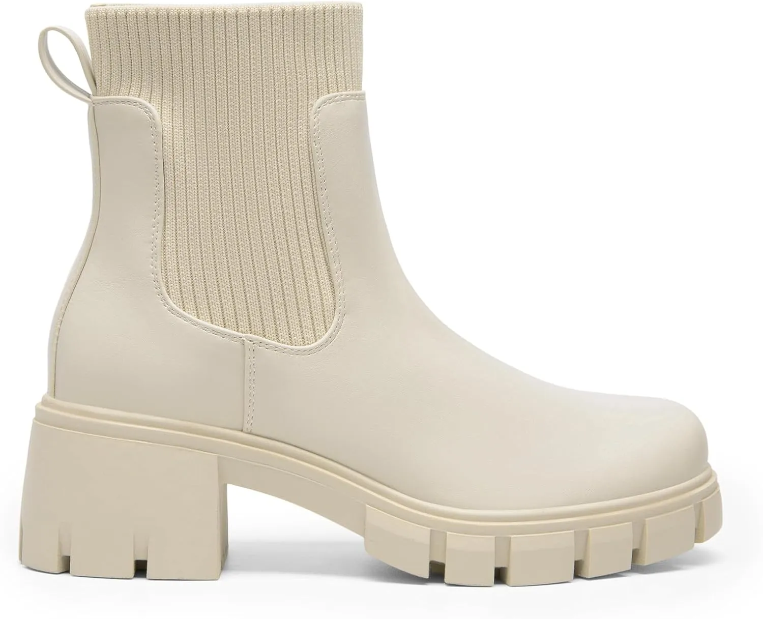 DREAM PAIRS Women's Elastic Chelsea Ankle Boots Fashion Low Chunky Heel Platform Lug Sole Short Booties Shoes