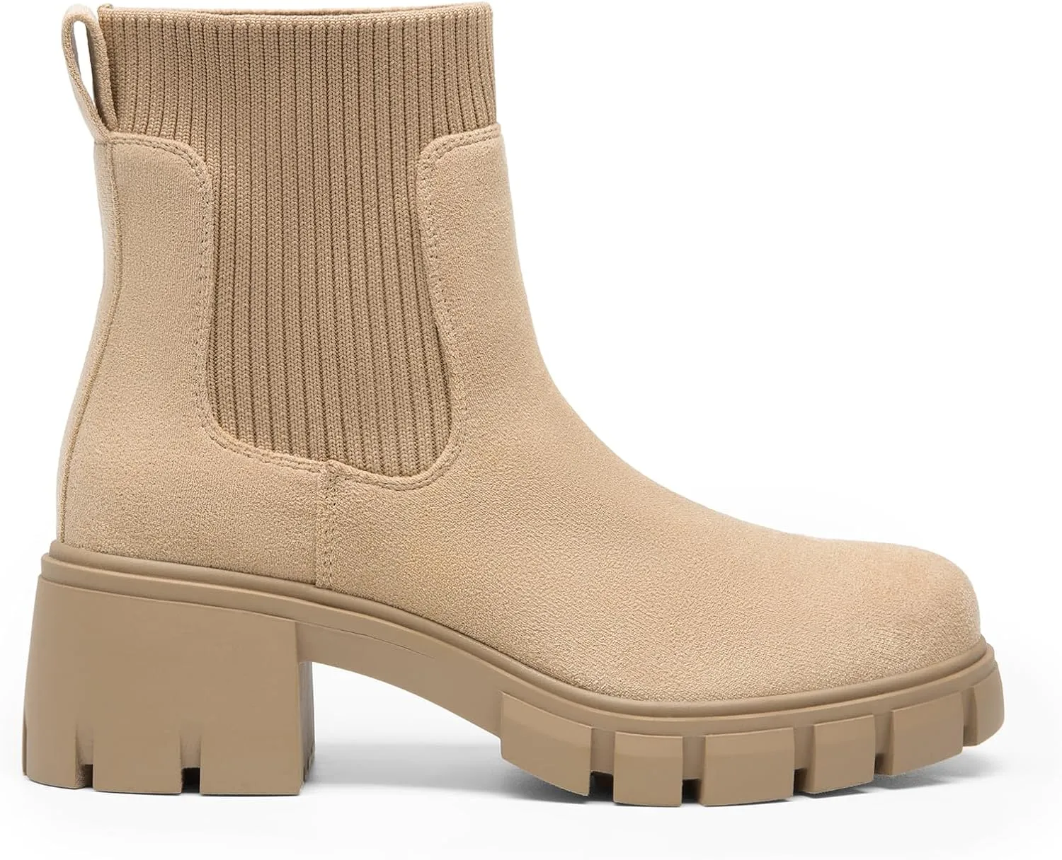 DREAM PAIRS Women's Elastic Chelsea Ankle Boots Fashion Low Chunky Heel Platform Lug Sole Short Booties Shoes