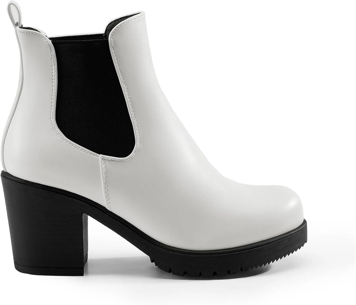 DREAM PAIRS Women's High Chunky Heel Chelsea Ankle Boots Slip On Elastic Fall Heeld Booties Shoes