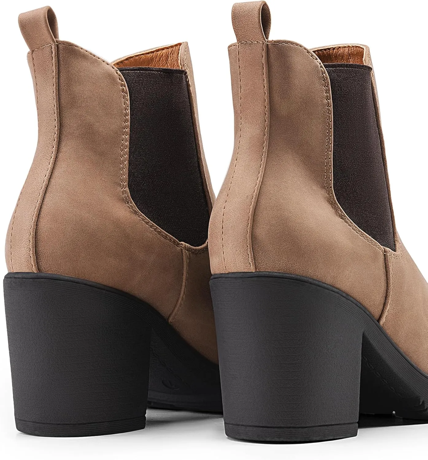 DREAM PAIRS Women's High Chunky Heel Chelsea Ankle Boots Slip On Elastic Fall Heeld Booties Shoes