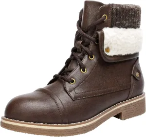 DREAM PAIRS Women’s Lace Up Combat Boots Low Heel Winter Ankle Booties