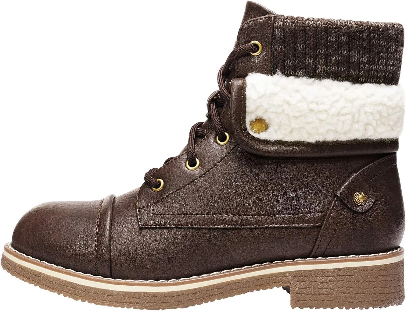 DREAM PAIRS Women’s Lace Up Combat Boots Low Heel Winter Ankle Booties