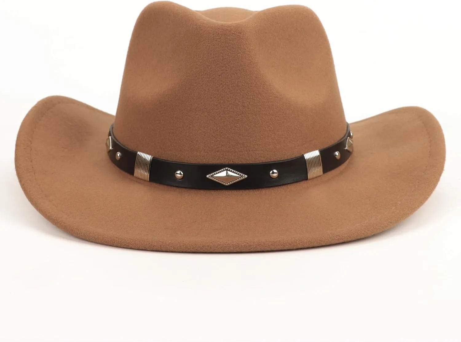 DRESHOW Classic Western Felt Cowboy Cowgirl Hat for Women Men Outdoor Wide Brim Belt Buckle Panama Hat Unisex Rolled up Caps