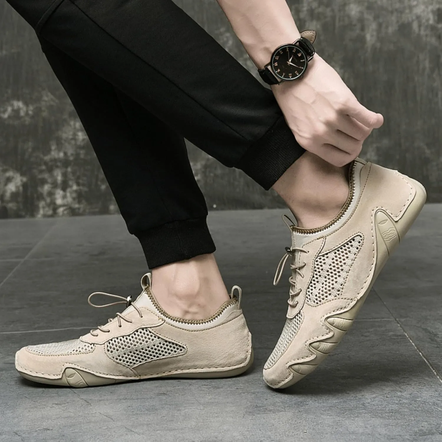 Driving Shoes for Men Breathable Mesh Men's Casual Shoes Slip On Fashion Comfortable Handmade