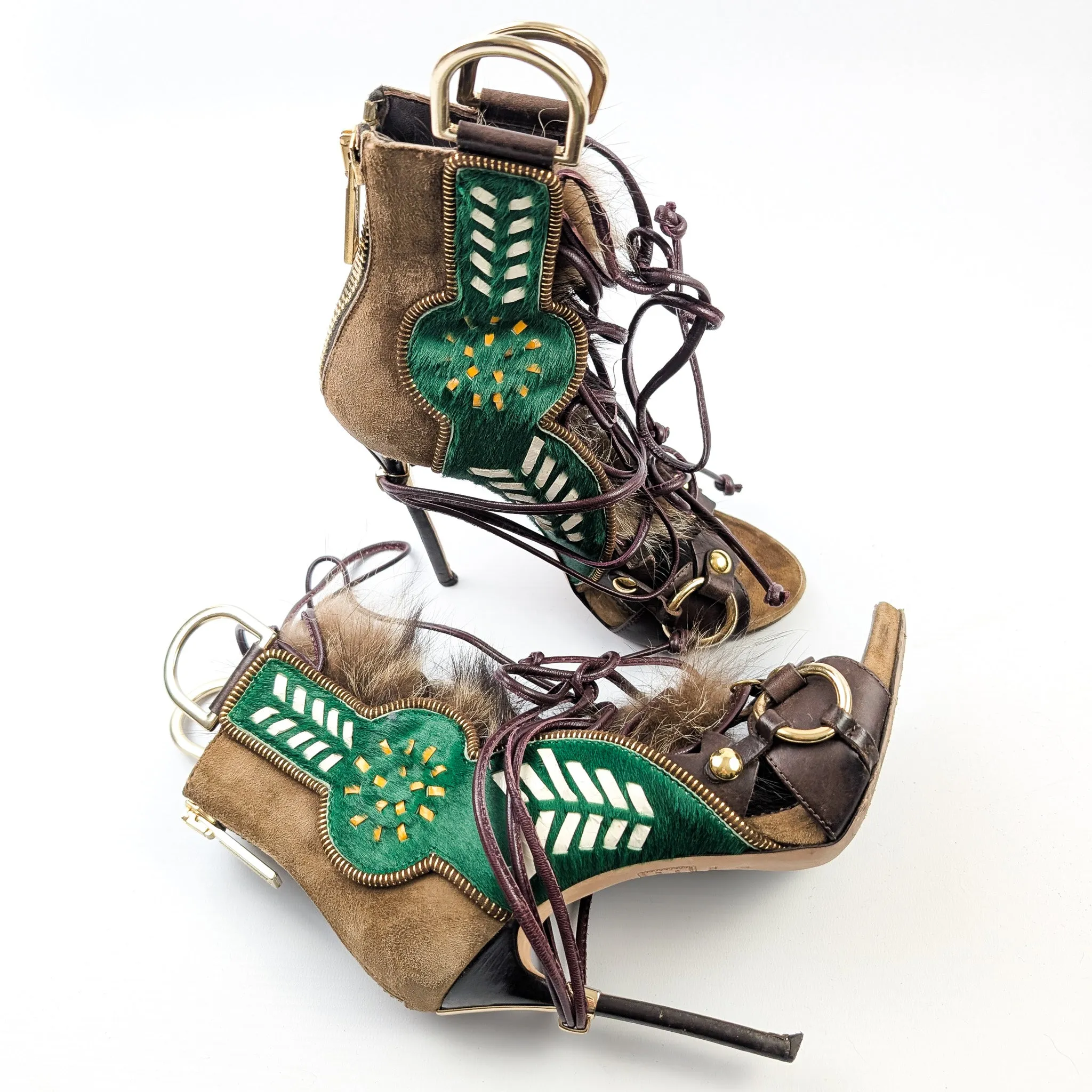 Dsquared2 fur gladiator sandals - EU39|6UK|8US