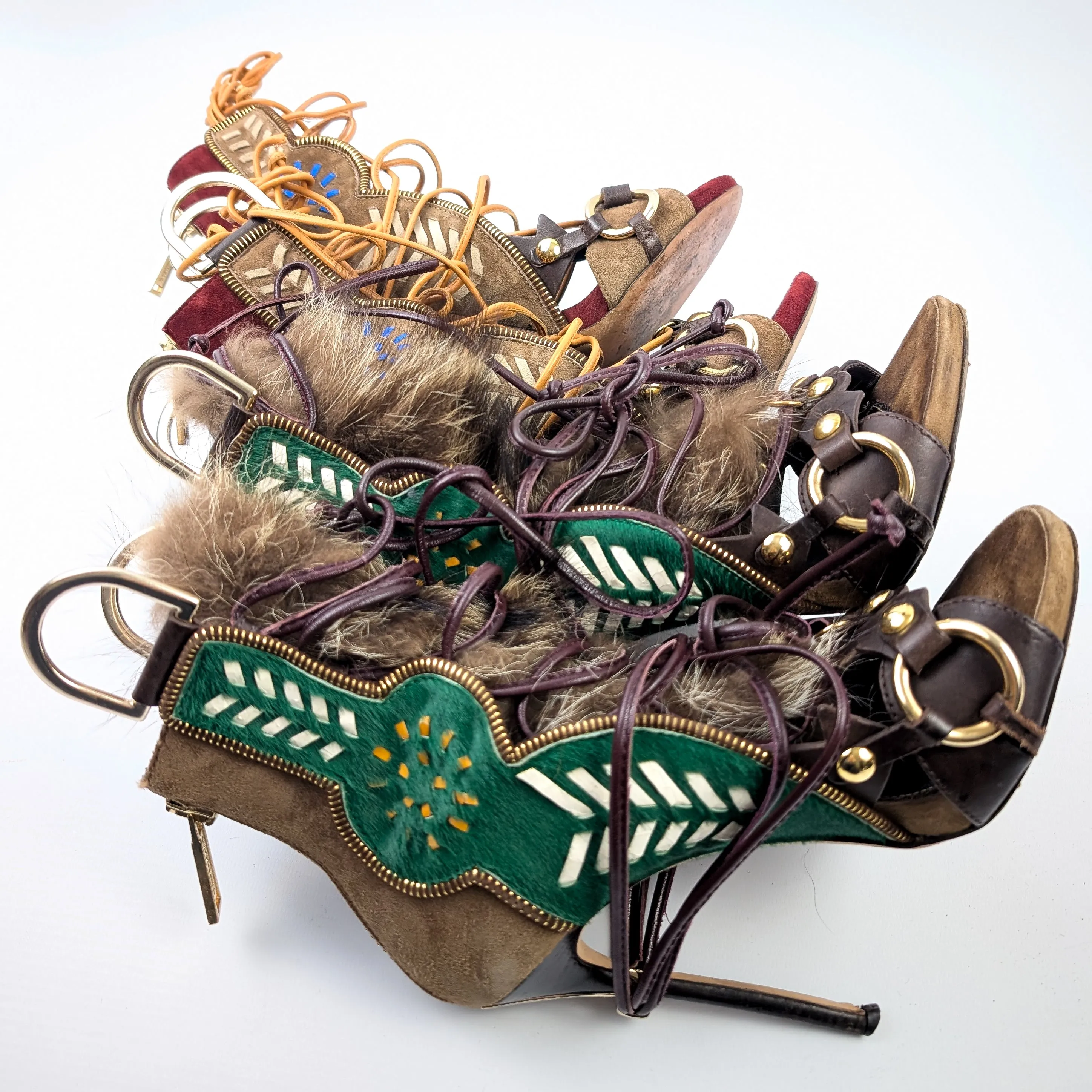 Dsquared2 fur gladiator sandals - EU39|6UK|8US